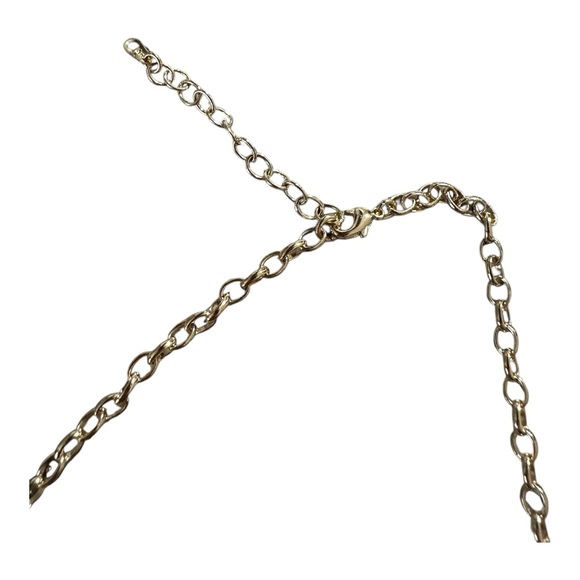 NWT Cubic Zirconia key & Genuine Mother Of pearl Inlay Stone Necklace Gold Tone. - Picture 7 of 7